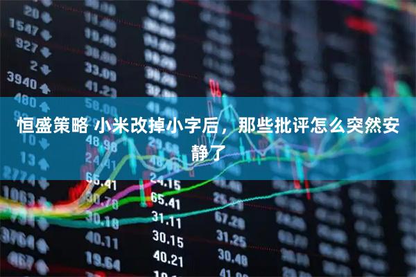 恒盛策略 小米改掉小字后，那些批评怎么突然安静了