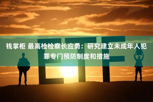 钱掌柜 最高检检察长应勇：研究建立未成年人犯罪专门预防制度和措施